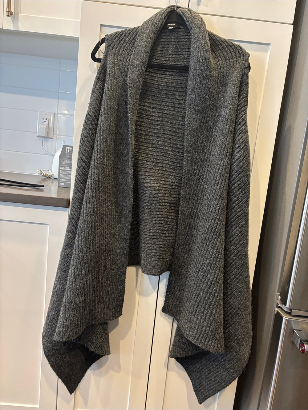 Rudsak Charcoal Gray Ribbed Open-Front Women's Sweater Wrap
